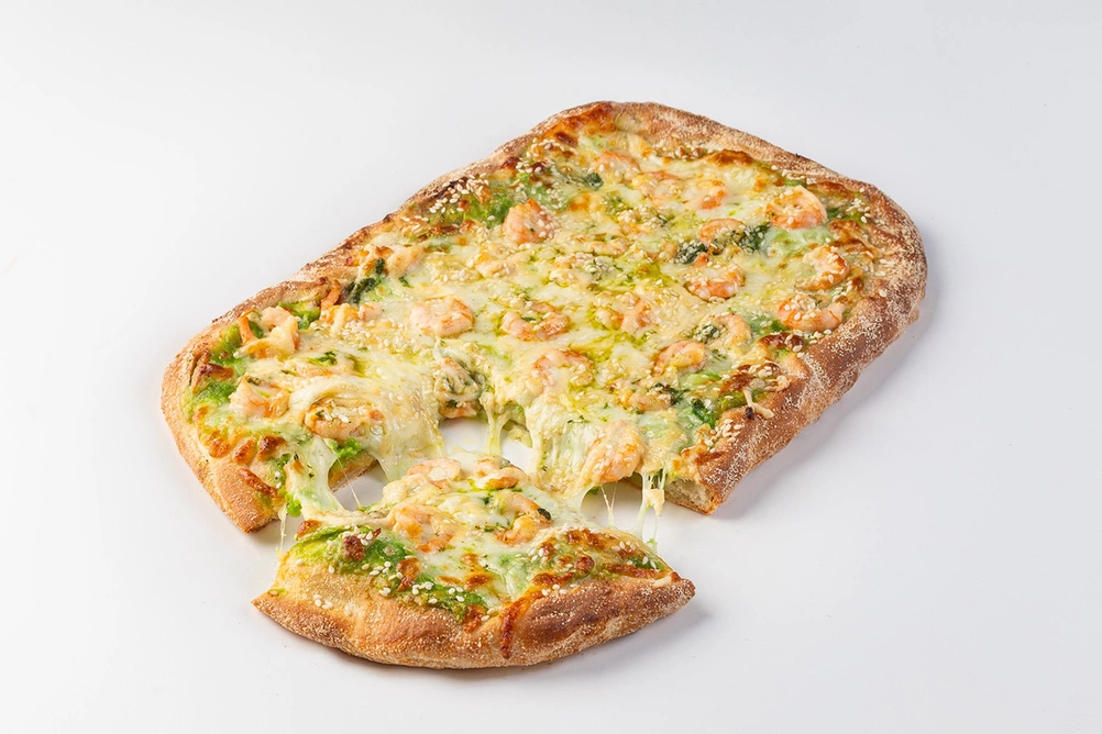 пицца креветки с сыром и соусом васаби