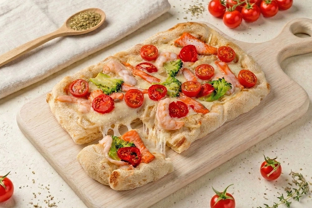 пицца с форелью и брокколи