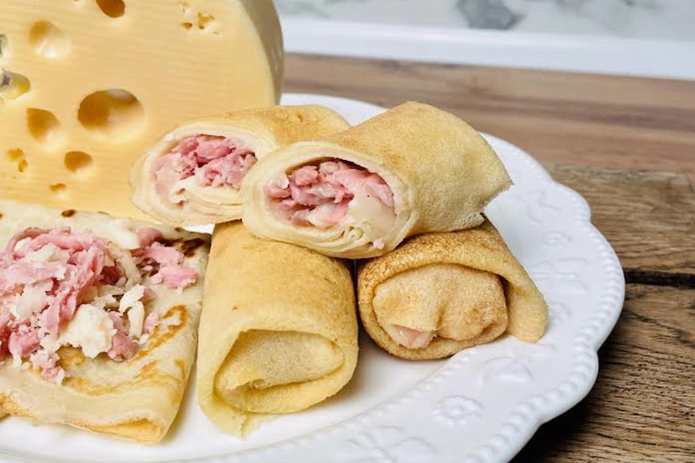 блины с ветчиной и сыром