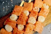 шашлычки из гребешка и семги